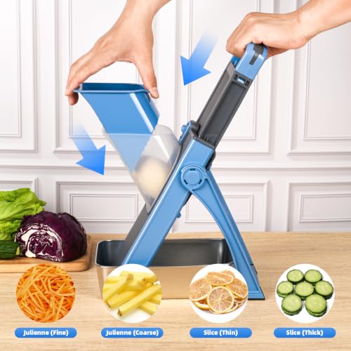 Stainless Steel Vegetable Chopper with Safety Mandoline Slicer & Container