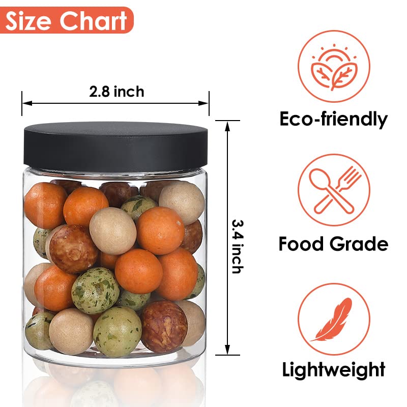 Plastic Containers with Lids Labels Leak Proof BPA Free Airtight Refillable Clear Small Containers Storage Jars for Storing Dry Food Slime Honey Jam