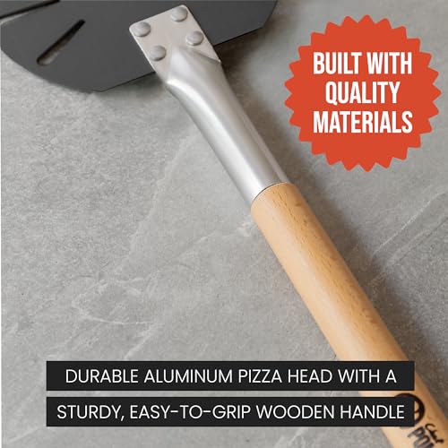 Aluminum Turning Pizza Peel with Detachable Wood Handle for Easy Storage