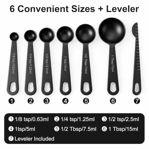 7 Piece Measuring Spoons Set (Black / Spoons of 7)
