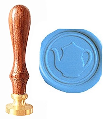 Vintage Kettle Teapot Gift Cards Sealing Art Wax Seal Stamp Rosewood Handle Decorative Wedding Invitations Gift Cards Paper Stationary Envelope Custom Logo Picture Wax Seal Sealing Stamp Set