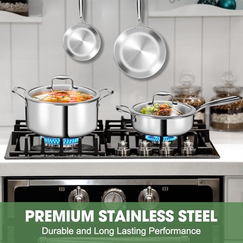 Triple Ply Stainless Steel Pots and Pans Set