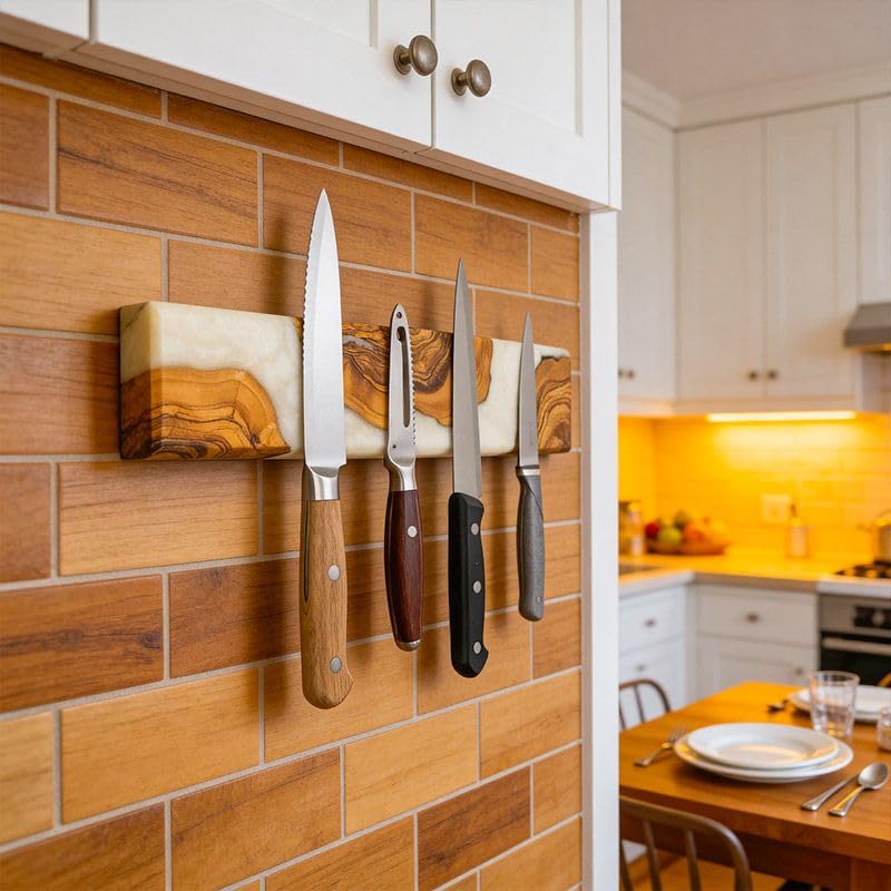 15.7 Inch Magnetic Knife Holder for Wall (White / 15.7in)