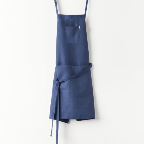 100% Pure Linen Bib Apron for Men & Women with Pockets