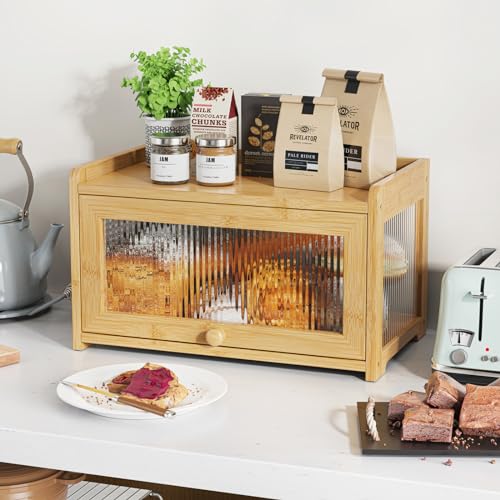 Bamboo Bread Box for Kitchen Countertop (Natural)