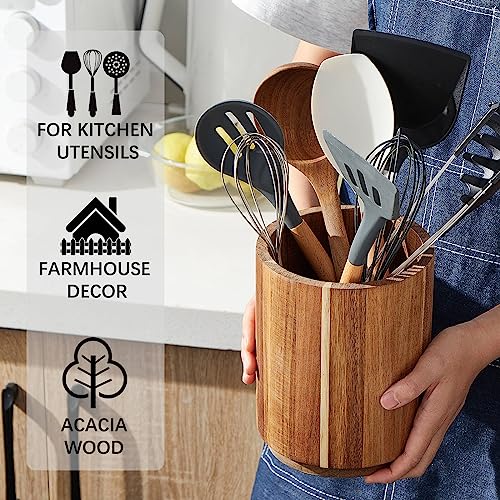 Wood Utensil Holder for Kitchen Counter