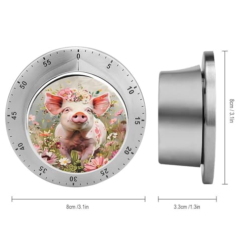 Pig Floral Kitchen Timer Mechanical No (Style / One Size)
