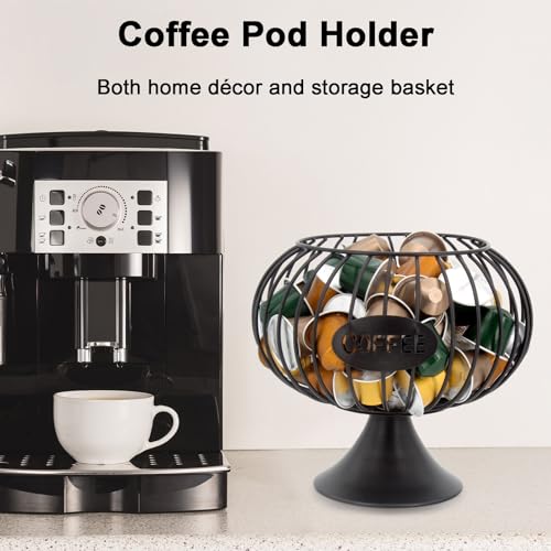 Metal Coffee Bar Organizer Pod Holder K Cup Organizer Iron Coffee Pod Storage Basket for Counter Coffee Bar Decor Accessories Kcup Holder Large Capacity Black Wire K Cup Holder