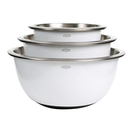 Good Grips Mixing Bowl Set (White / 3-Piece / Stainless Steel Mixing Bowls)