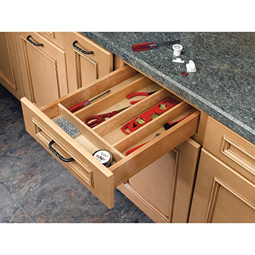 Trim-to-Fit Silverware Drawer Organizer For Kitchen Utensils, Cutlery Cabinet Storage Divider Insert