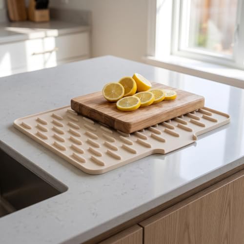 3pcs Large Silicone Dish Drying Mat Sloped Drainage for Counter
