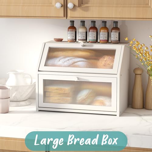 White Bread Box for Kitchen Counter (White / Large)