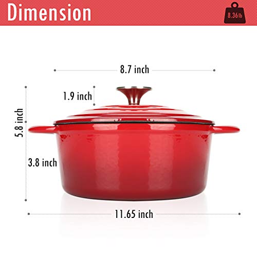 3 QT Enameled Cast Iron Dutch Oven with Self (Cerise / 3QT)