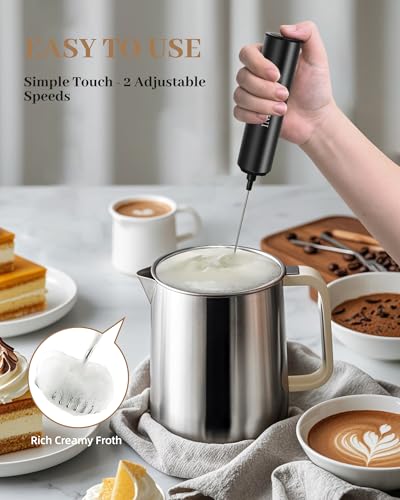 Milk Frother Rechargeable with Cover