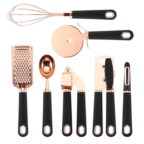 Kitchen Gadget Set Copper Plated Stainless Steel Utensils with Soft Touch Handles