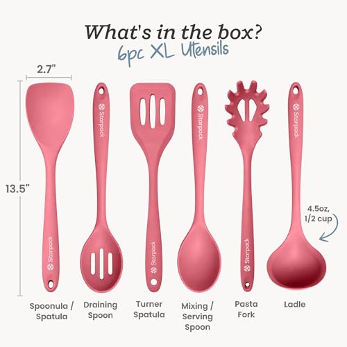 Starpack Like a Boss XL Silicone Cooking Utensils Set (Earthy Pink / XL Size Set of 6, 13.5")