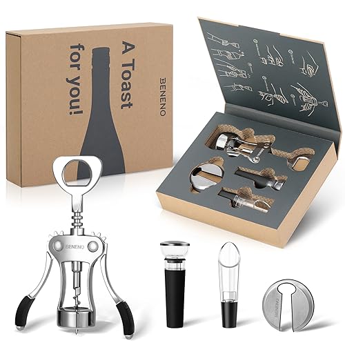Wine Opener Zinc Alloy Premium Wing Corkscrew with Multifunctional Bottles Opener