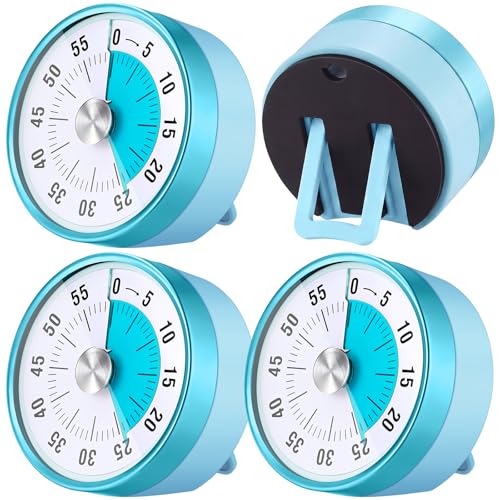 3 Pcs 60 Minute Magnetic Visual Timer Classroom Tool (Blue)