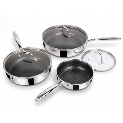 8, 10 and 12-Inch Non Stick Frying Pans with Lids, Ceramic Coating (8&10&12 inch with Lid)