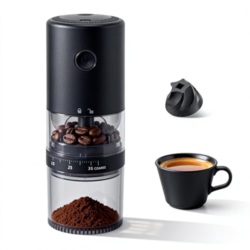 Portable Electric Burr Coffee Grinder (Matte Black)