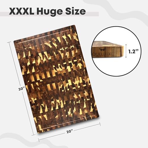 30" x 20" Acacia Wood End Grain Cutting Board Extra Large