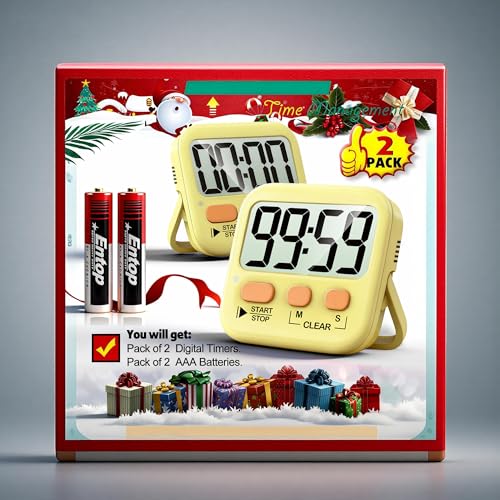 2 Pack Digital Timer for Kids Classroom Kitchen Timers for Cooking (1 * Yellow)