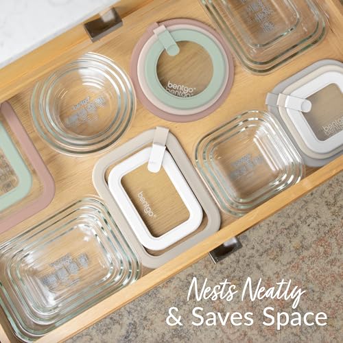 Signature Glass Food Storage Containers with Lids (White Stone)