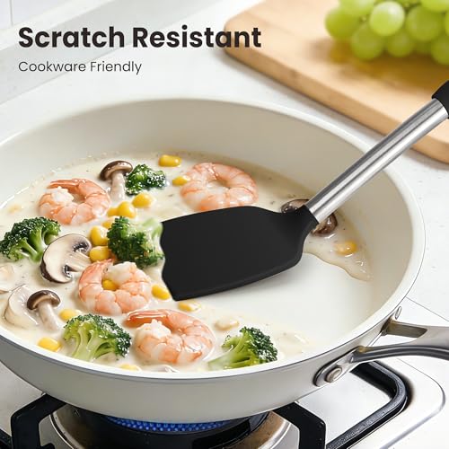 35 Pcs BPA Free Silicone Kitchen Utensils Set Stainless Steel Handles (Black)