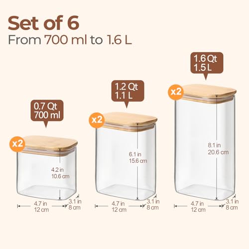 Rectangle Glass Storage Jar with Bamboo Lid