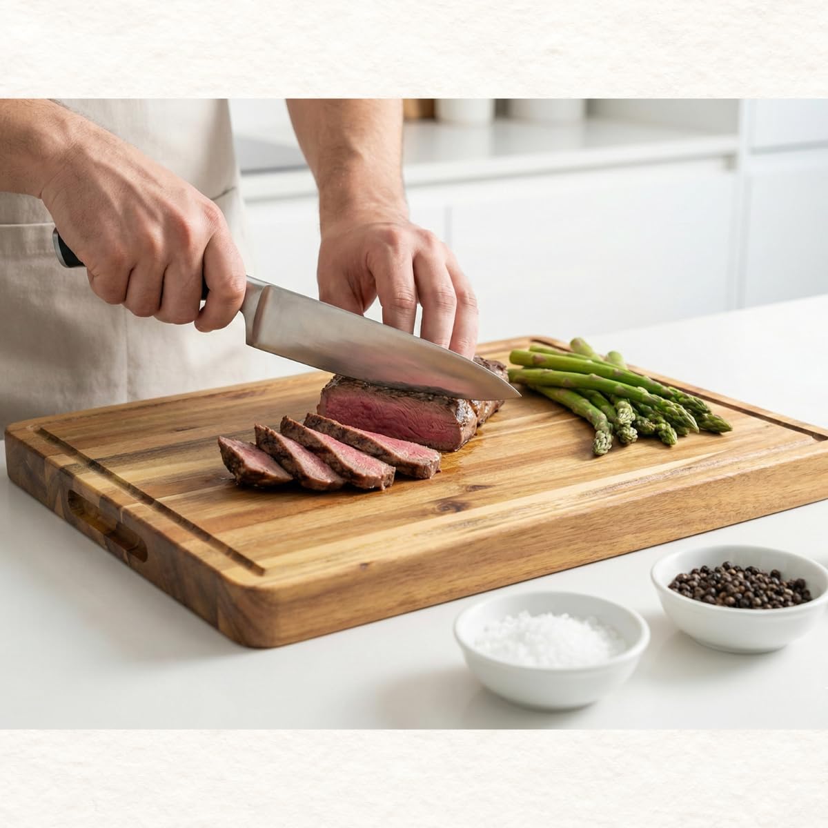 Square Acacia Wood Cutting Boards for Kitchen (Edge Grain / 14"L x 14"W)
