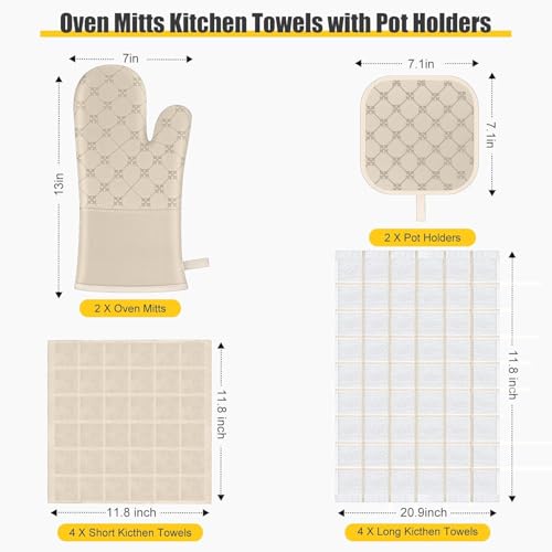 Oven Mitts Kitchen Towels Dishcloths with Pot Holders Sets 12PCS (Milkshake)
