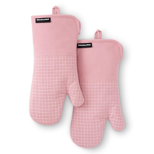 Gourmet Series Gridlines Oven Mitts 2 (Dried Rose)