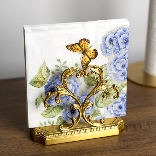 Brass Napkin Holder+50PCS Christmas Napkins Disposable
