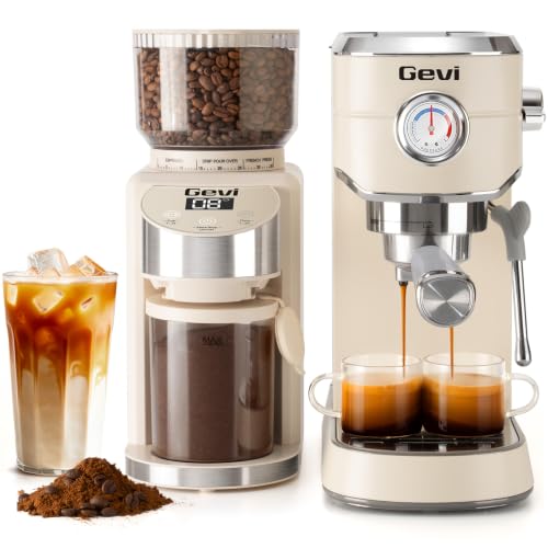 20 Bar Espresso Machine with Conical Burr Anti (Ivory Beige)