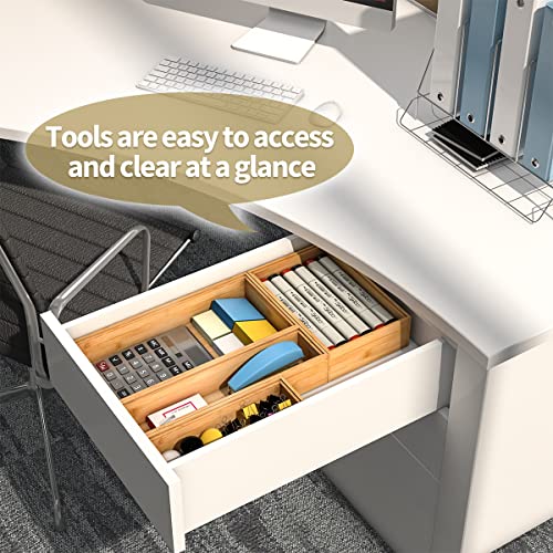 Bamboo Drawer Organizer Storage Box Kitchen