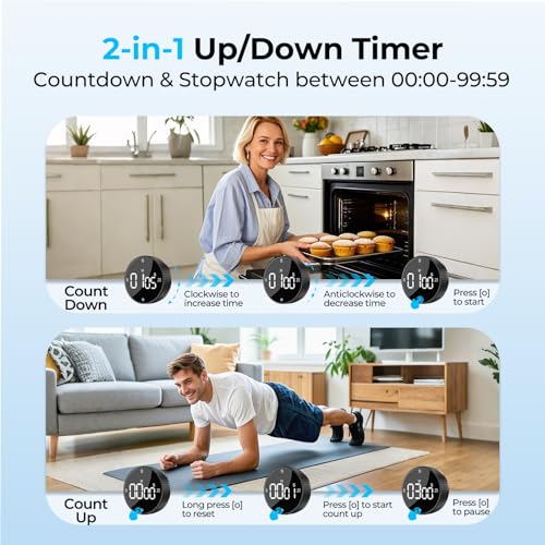 Digital Magnetic Kitchen Timer for Cooking (Black)