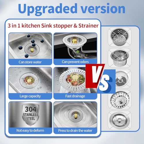Upgraded 3 in 1 Kitchen Sink Drain Filter