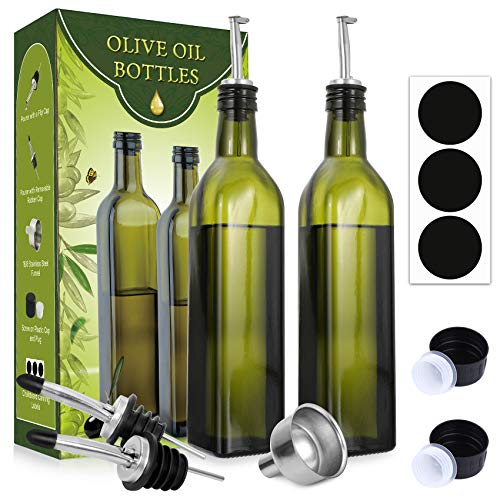 2 PACK 17 oz Glass Olive Oil Dispenser Bottle Set (17 Oz ( Pack of 2))