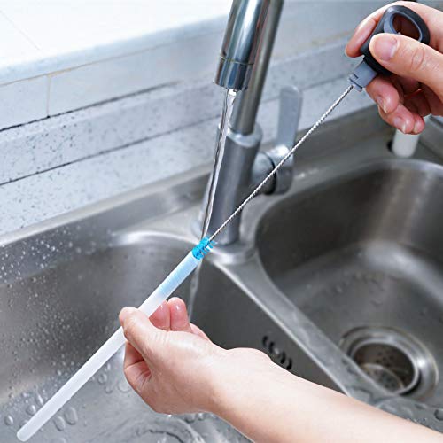 2-in-1 Water Bottle Brush and Straw Cleaner Brush, Long Handle Water Bottle Scrubbing Brush for Water Bottles, Glasswares, Mugs, Flasks, Tumblers and Kitchen Sink