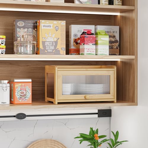Bamboo Bread Box for Kitchen Countertop (Natural)