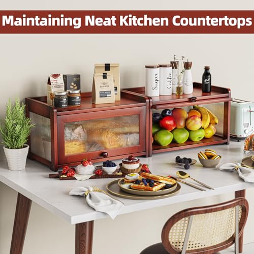 Bamboo Bread Box for Kitchen Countertop (Rustic)