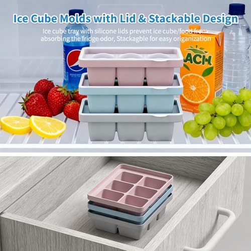 Large Silicone Ice Cube Tray Set of 3
