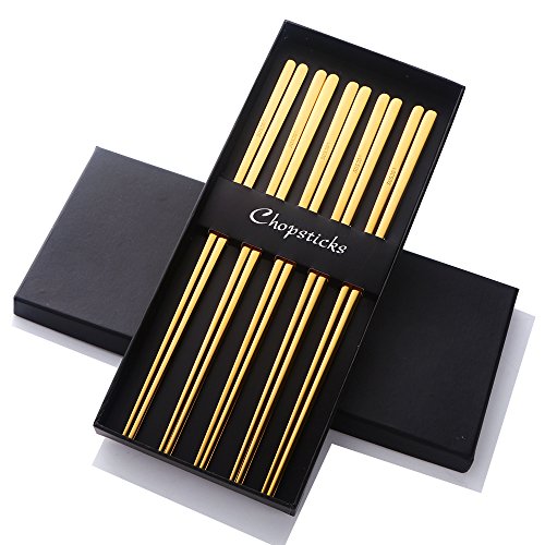 5 Pair Stainless Steel Chopsticks