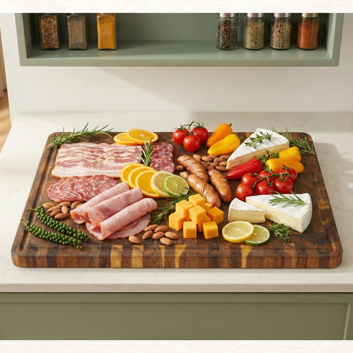 End Grain Acacia Wood Cutting Boards for Kitchen (End Grain / 24"L x 18"W)
