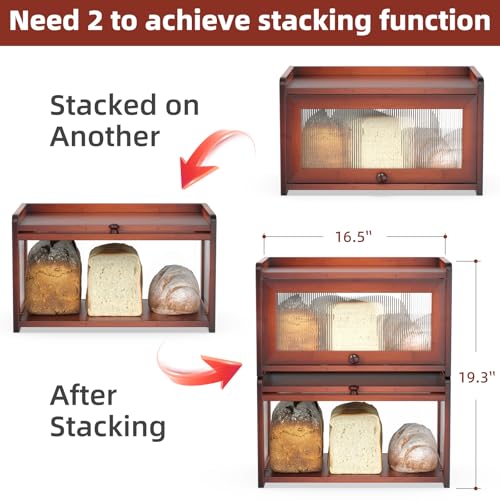 Bamboo Bread Box for Kitchen Countertop (Rustic)