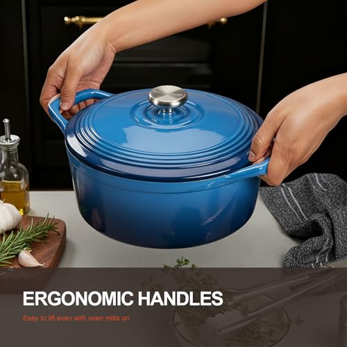 Enameled Cast Iron Dutch Oven (5.5 Quart / Sapphire blue)