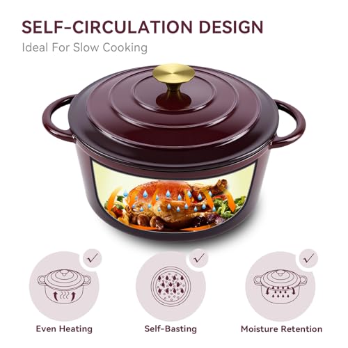6 Quart Enameled Dutch Oven Pot with Lid (6 QT / Fig)