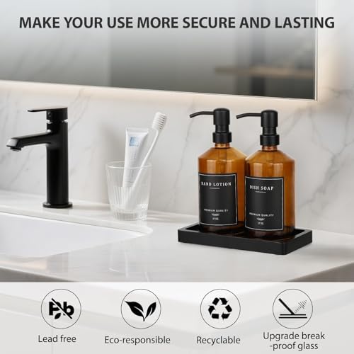 Glass Kitchen Soap Dispenser Set