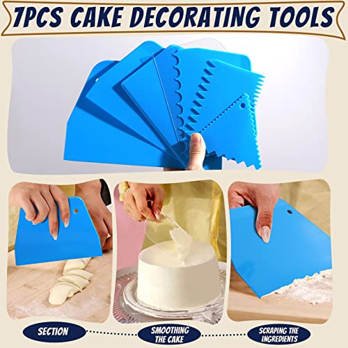 7 Pcs Dough Scraper Bowl Scraper Cutters Cake Icing Scraper Smoother Tool Set
