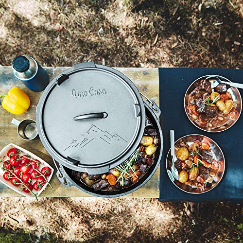 6 Qt Cast Iron Dutch Oven for Camping